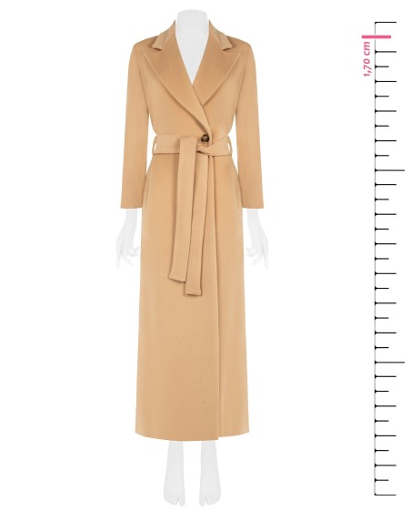 Sobretudo tipo duster extra longo em veludo com cinto coordenado Rinascimento