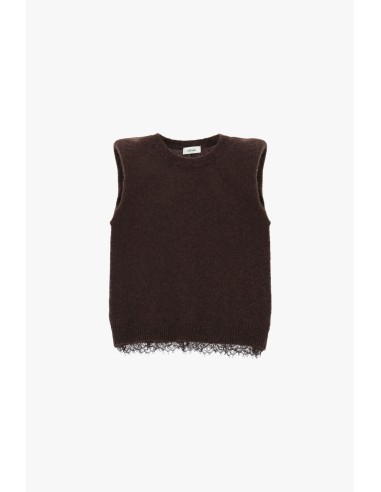 Colete Sem Mangas com Borda em Renda Dixie