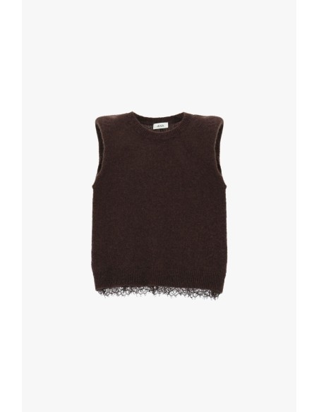 Colete Sem Mangas com Borda em Renda Dixie