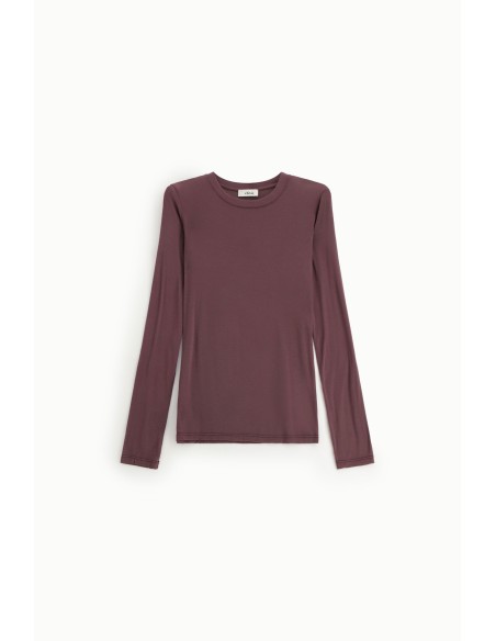 T-shirt de manga longa, gola redonda e corte reto Dixie