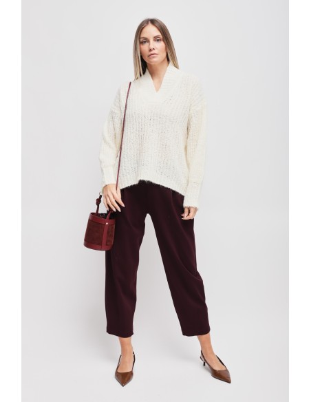 Camisola de mohair com decote em V Maryley