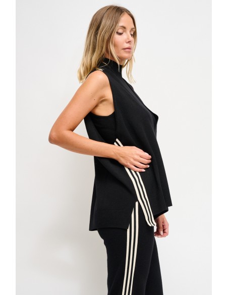 Colete em malha com faixas laterais Maryley