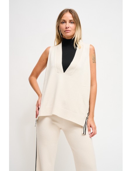 Colete em Malha com Faixas Laterais Maryley