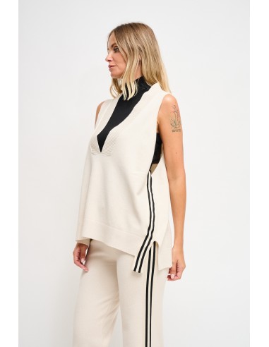 Colete em malha com faixas laterais Maryley