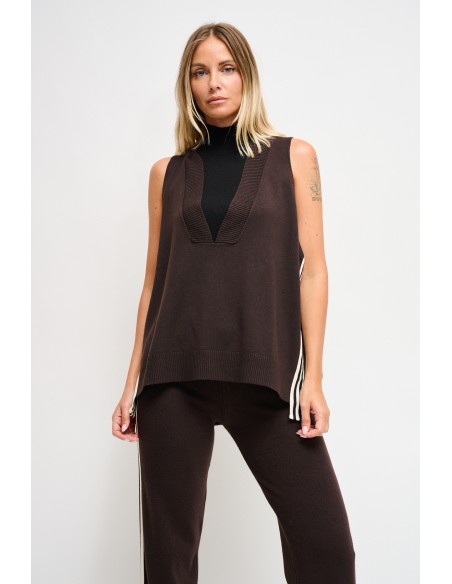 Colete em Malha com Faixas Laterais Maryley