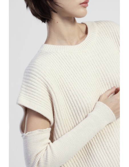 Camisola de gola redonda com mangas recortadas Dixie