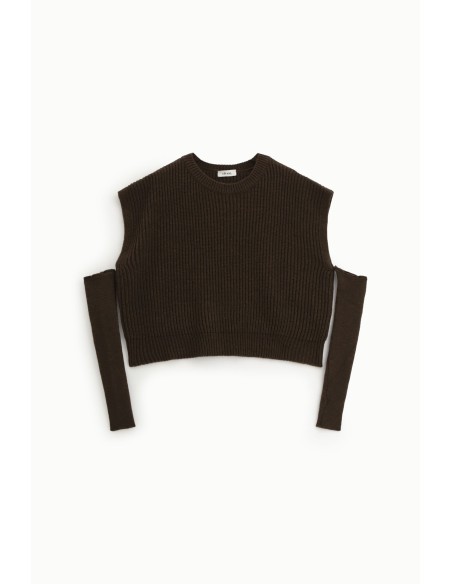 Camisola de gola redonda com mangas recortadas Dixie