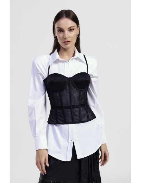 Camisa Com Bustiê Transparente E Laçada Nas Costas Dixie