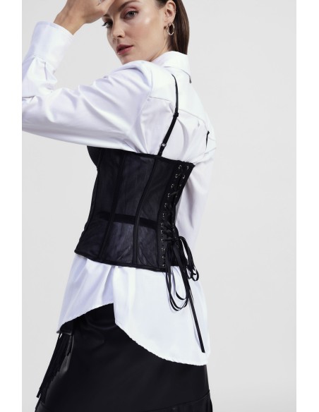 Camisa com Bustier Transparente e Atilhos nas Costas Dixie