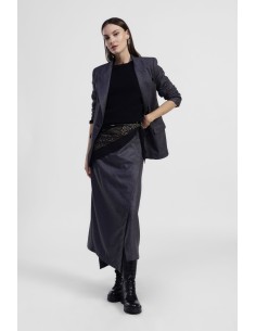 Saia midi assimétrica com detalhe envelope Dixie