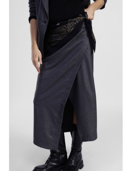 Saia Midi Assimétrica com Detalhe Envelope Dixie