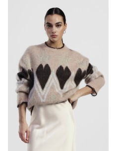 Camisola de gola redonda com motivo de estrelas e zig-zag Dixie