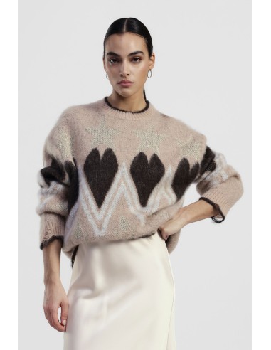 Camisola de gola redonda com motivo de estrelas e zig-zag Dixie