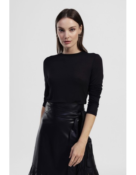 T-shirt de manga comprida, gola redonda e corte reto Dixie