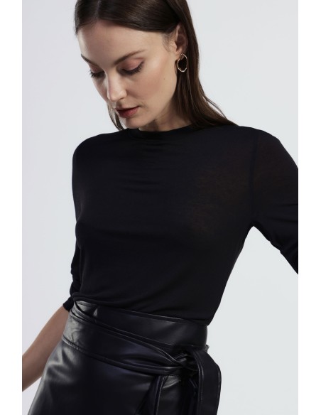 T-shirt de manga comprida, gola redonda e corte reto Dixie