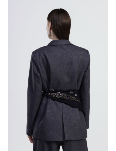 Blazer com Cinto Foulard Anudado na Cintura Dixie