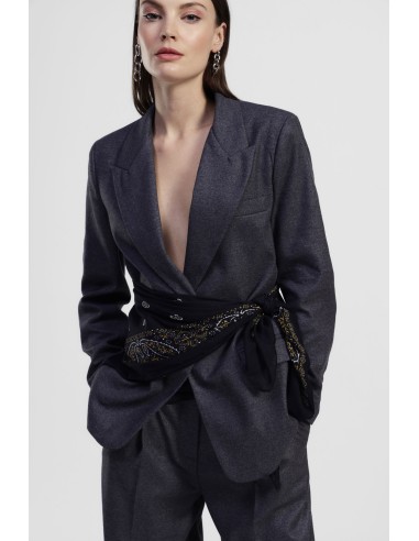 Blazer com cinto foulard anudado na cintura Dixie