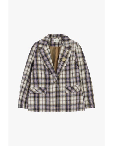 Blazer xadrez com bolsos de aba e botões joia Dixie