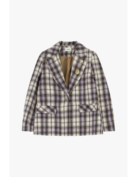 Blazer xadrez com bolsos de aba e botões joia Dixie