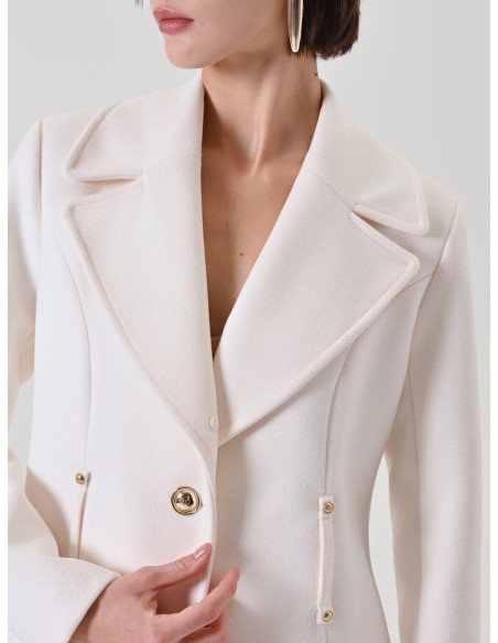 Casaco Longo Cintado em Veludo com Gola em Pelo Sintético Removível e Cinto em Pele Sintética Rinascimento