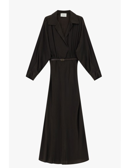 Vestido Longo com Cinto e Mangas Compridas Dixie