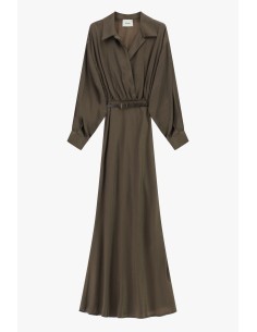 Vestido Longo com Cinto e Mangas Compridas Dixie