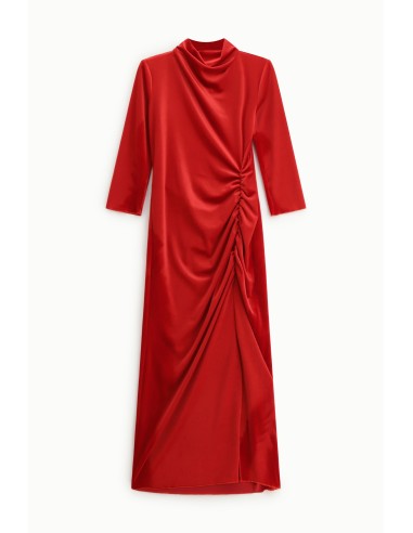 Vestido Longo Drapeado com Mangas Três-Quartos Dixie