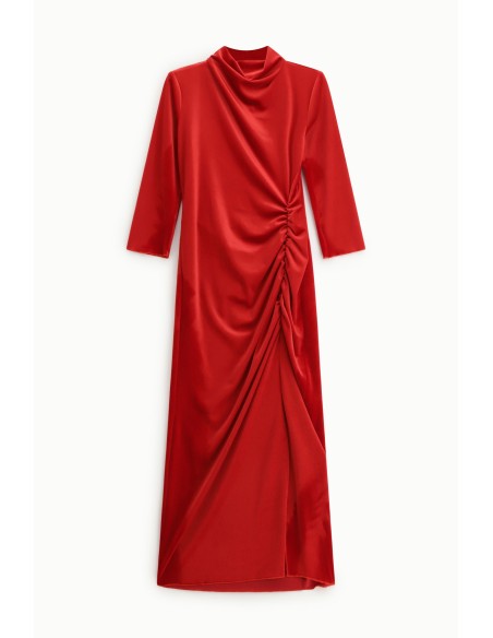 Vestido Longo Drapeado com Mangas Três-Quartos Dixie