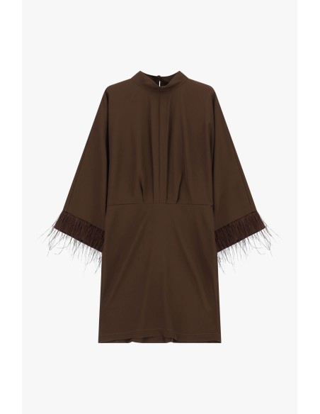 Abito Corto Con Maniche Ampie E Inserti Piumati Dixie - Vestiti Fir...