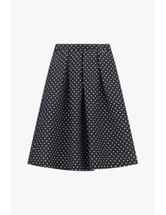 Saia midi rodada de bolinhas com pregas Dixie