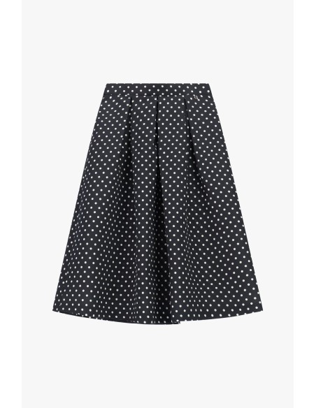 Saia midi rodada de bolinhas com pregas Dixie