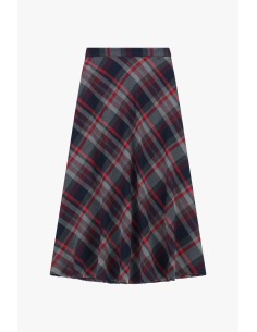 Saia midi rodada com padrão xadrez escocês Dixie