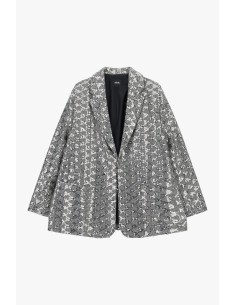 Blazer Estampa Geométrica de Abotoamento Simples Corte Solto Dixie