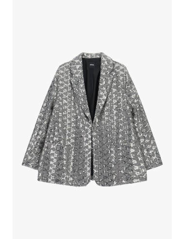 Blazer Estampa Geométrica de Abotoamento Simples Corte Solto Dixie