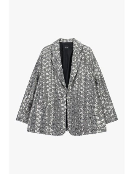 Blazer Estampa Geométrica de Abotoamento Simples Corte Solto Dixie