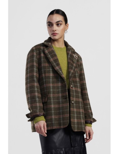 Blazer fantasia xadrez com bolsos frontais Dixie