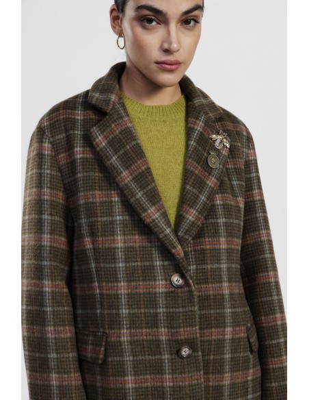 Blazer fantasia xadrez com bolsos frontais Dixie