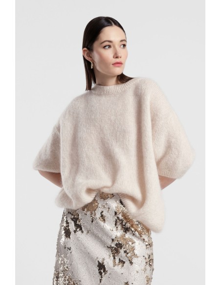 Camisola Oversize Mangas Três-Quartos Decote Redondo Dixie