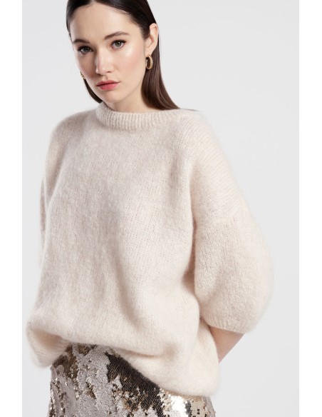 Camisola Oversize Mangas Três Quartos Gola Redonda Dixie