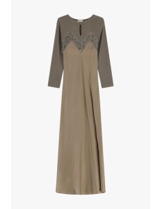 Vestido Longo Com Aplicações Em Renda E Mangas Compridas Dixie - Vestiti Firmati Life Smiles 2