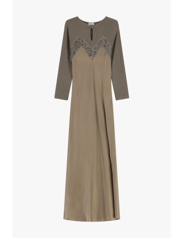 Vestido Longo Com Aplicações Em Renda E Mangas Compridas Dixie - Vestiti Firmati Life Smiles