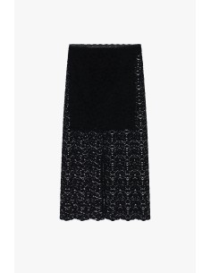 Saia midi em renda com painel frontal Dixie 2