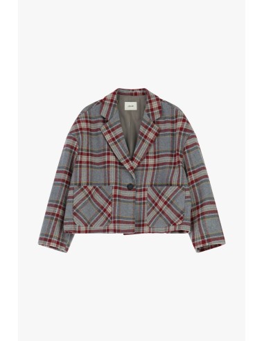 Blazer curto xadrez com bolsos aplicados Dixie