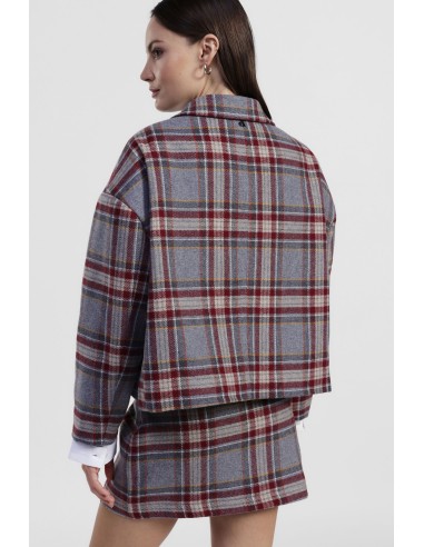 Blazer Curto Xadrez com Bolsos Aplicados Dixie