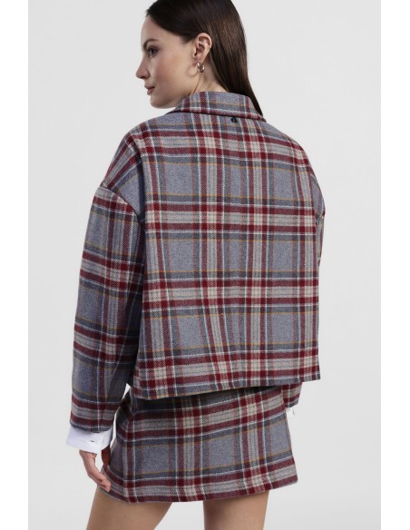 Blazer Curto Xadrez com Bolsos Aplicados Dixie