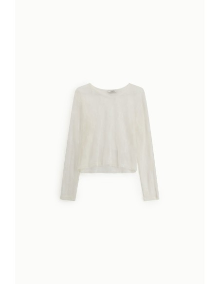 T-shirt de mangas compridas em tule bordado Dixie
