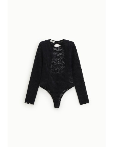 Body In Pizzo Con Maniche Lunghe E Apertura Sul Retro Dixie - Vesti...