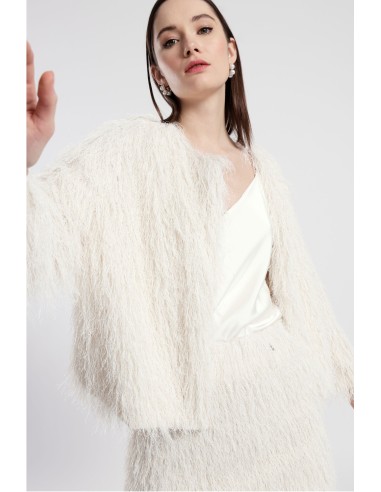 Blazer Curto Efeito Pêlo com Mangas Amplas Dixie