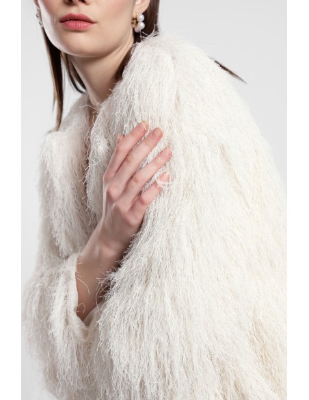 Blazer Corto Effetto Pelliccia Con Maniche Ampie Dixie - Vestiti Fi...