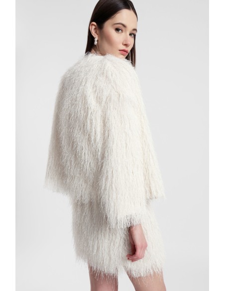 Blazer Corto Effetto Pelliccia Con Maniche Ampie Dixie - Vestiti Fi...